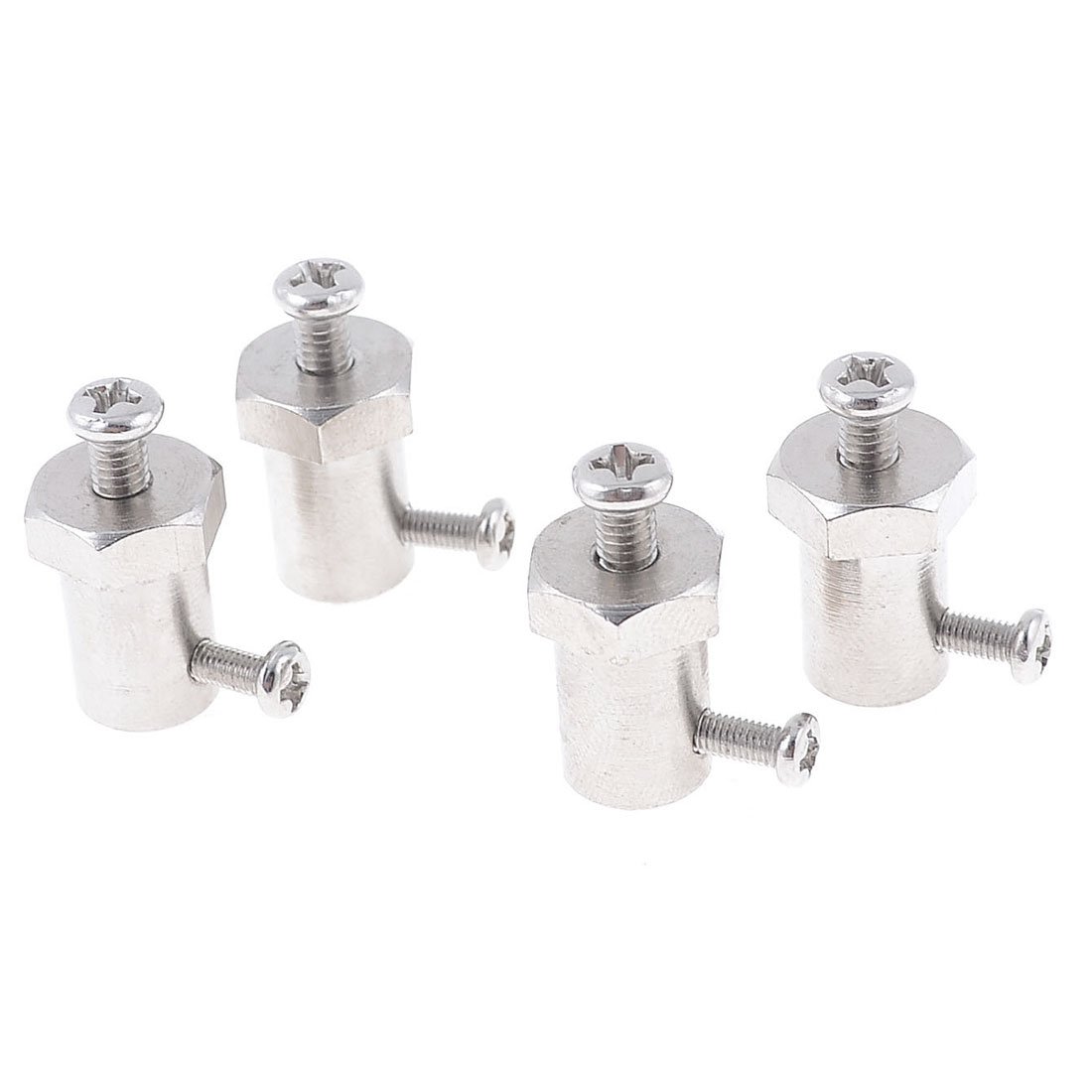 Aexit 4 Pcs Electrical equipment Silver Tone Alloy Motor Wheel Coupling Coupler Connector 3mm 2mm Screw Dia