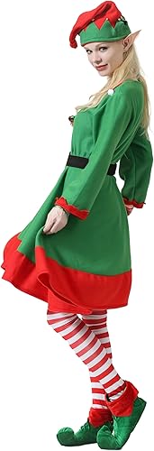 Miniatura 5 de JLFMYD 13 piezas de disfraz de elfo de Navidad para mujer, accesorio de elfo de Navidad, disfraz de elfo, vestido de mujer