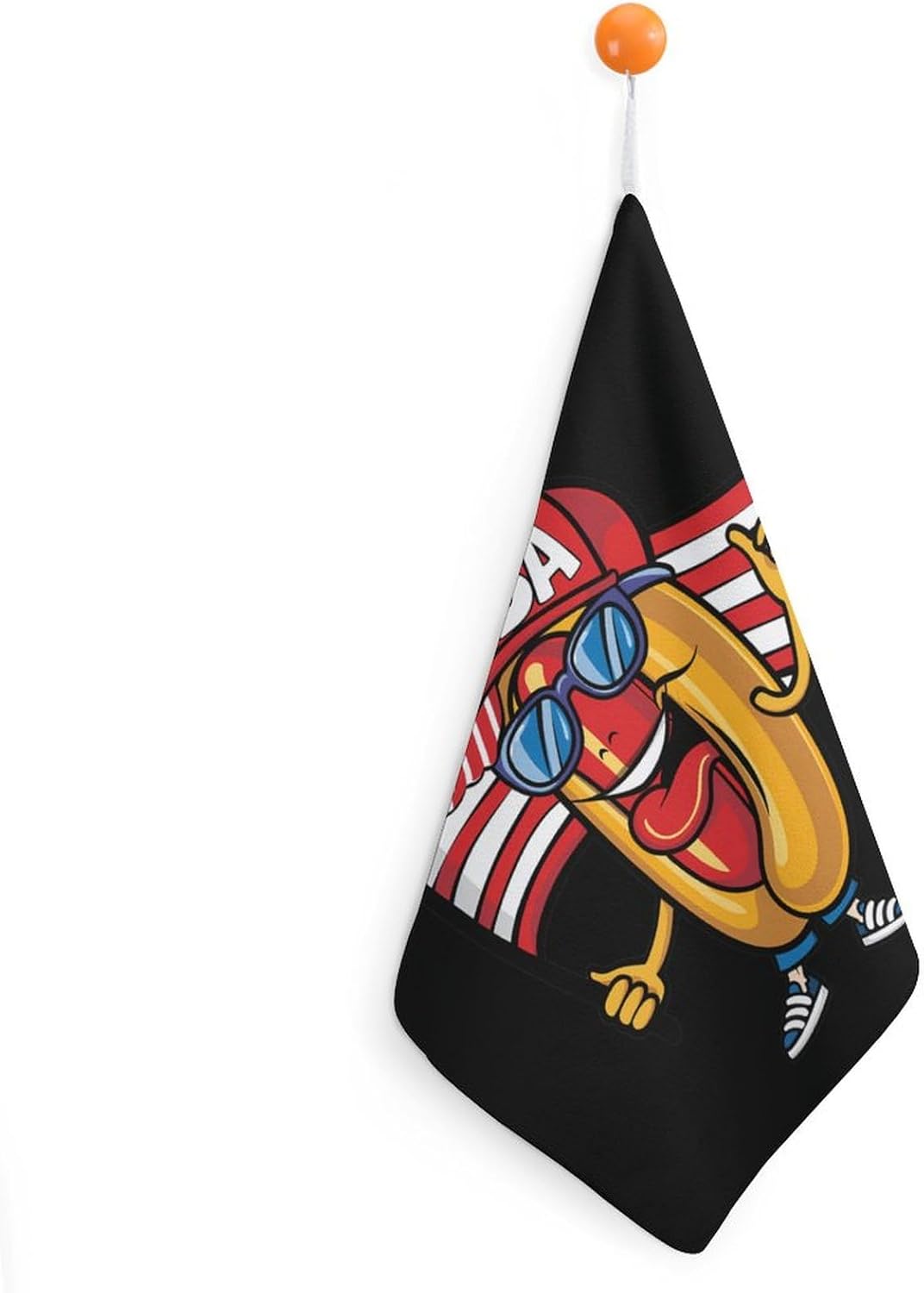 Hotdog Funny Fourth of July Patriotics USA Flag Hand Towels Soft Bathroom Hand Towels Wash Face Cloth for Gym Yoga Bathroom Decor 1PCS