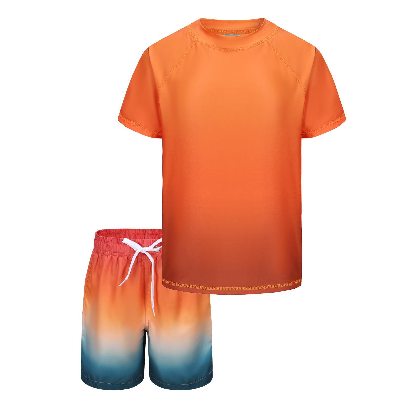 Aisyee Maillot de bain UV 2 pièces pour garçon - Maillot de bain à manches courtes - Short de bain pour enfant - Séchage rapide - 98 164/3-16 ans