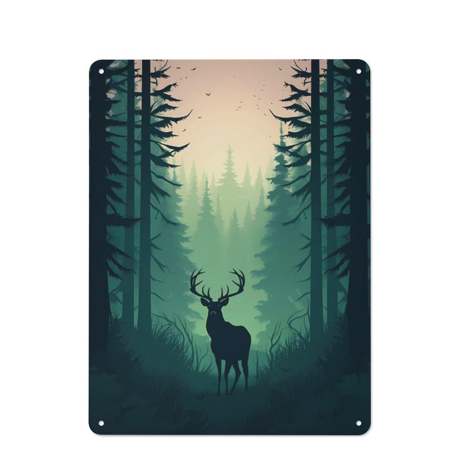 Decorative Metal Plaque with Deer Design 40x30cm, Modern Retro Studio Wall Art for Workspace, Cafe, Hallway Or Garage