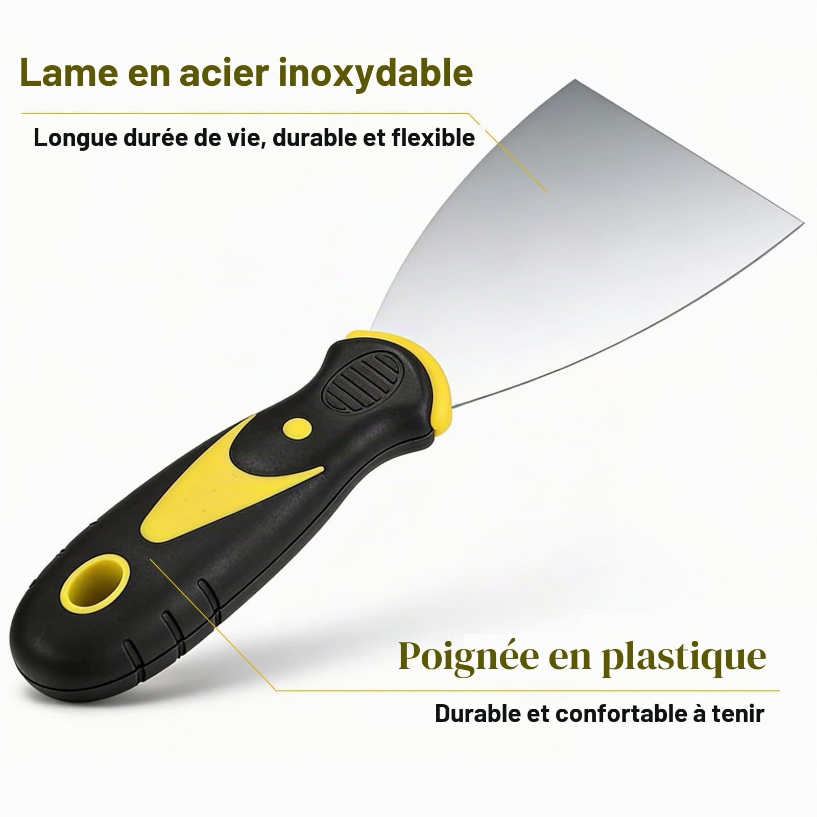 Couteau à Enduire, Spatule Enduit, Lot de 12 Spatules de Surface en Acier Inoxydable, avec Poignée en Plastique, pour Réparation de Cloison Sèche, Application de Mastic, Retrait de Papier Peint