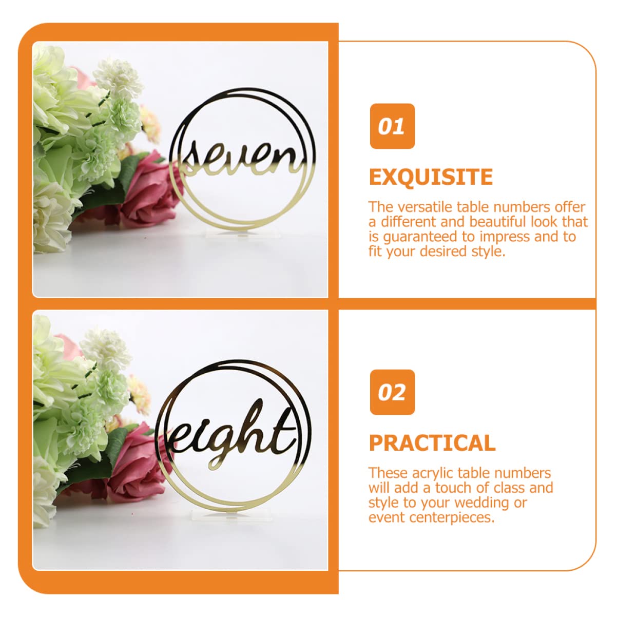 Abaodam 20pièces Numéros De Table Acrylique Rond Décoration Élégante Pour Mariages Avec Chiffres Anglais Accessoire Pratique Et Pour Événements Spéciaux
