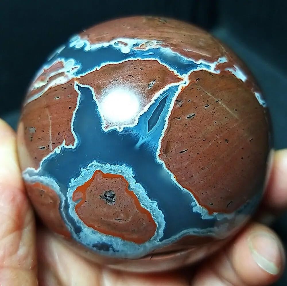 CNTUSRXT Stone Polished Football Agate Crystal Sphere Room Office Decoration Gift Collection(1500-1600g) Gemstone Stone