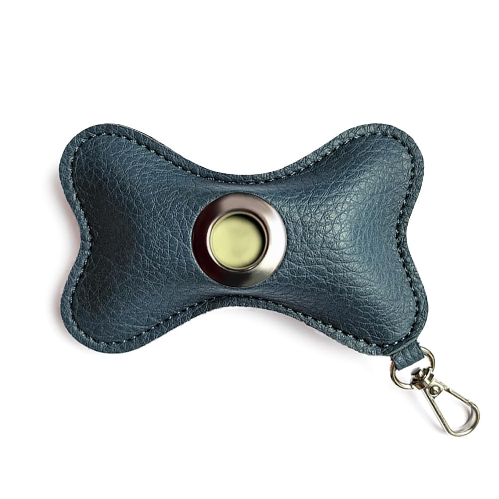 Dongker Ocean Blue Dog Poop Bag Holder,Leather Pet Waste Bag Dispenser Zipered Pouch With Carabiner Clip Attached To Any Leashes For Walking, Outdoor, Travelling(No Poo Bags Include)