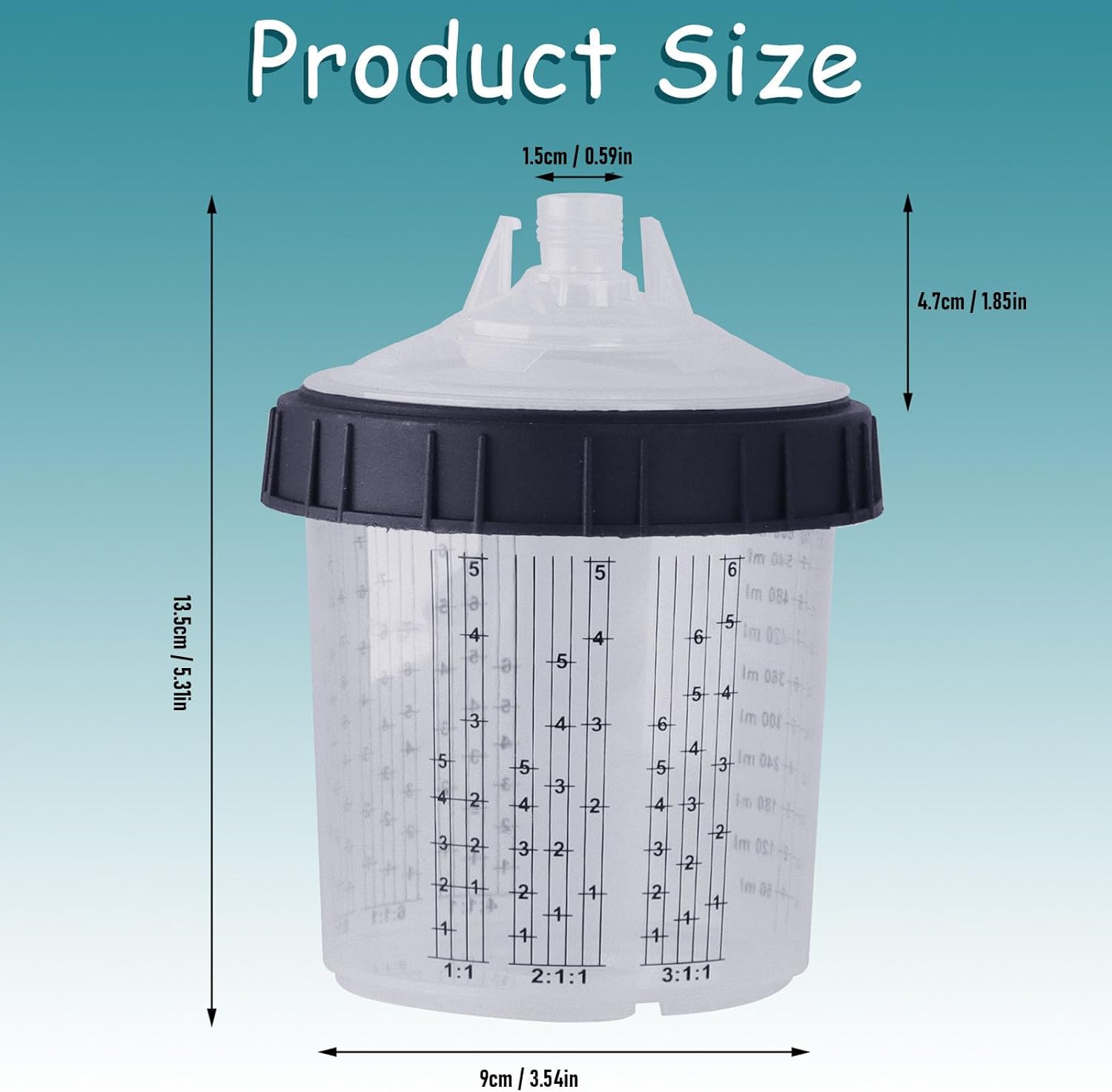 50 Standard 20.3 Ounce Paint Spray Sprayer Cup Liners Lid System, 190um Disposable Set Kit, Replacement Accessories