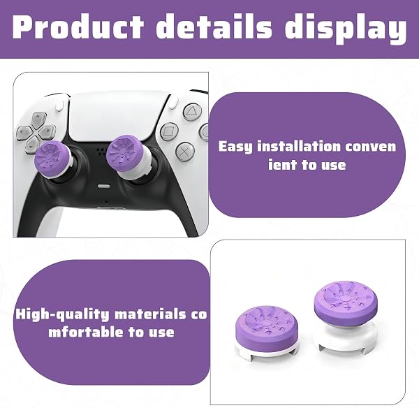 2 Pcs Thumb Stick Grips, Silicone, Caps thumb grip covers,Performance Controller for PS4 Playstation 5 PS5 Improve Shooting Action Fighting Games Accuracy,Reduce Thumb Wrist Hand Fatigue - 3