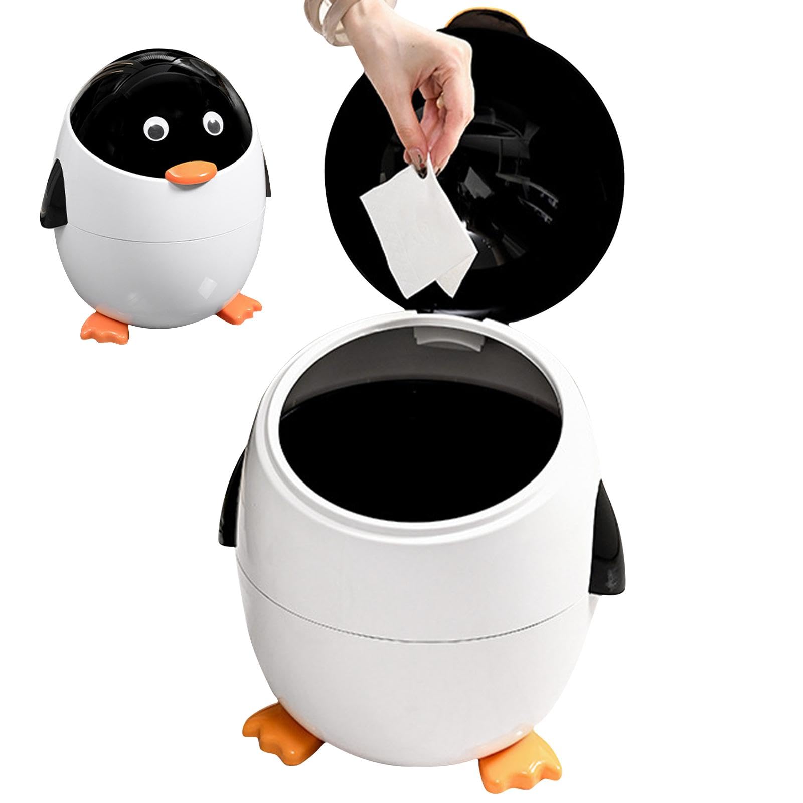 Desktop-Mülleimer, Pinguin-Mülleimer mit Deckel, Mülleimer in Tierform, Küchen-WC-Schlafzimmer-Mülleimer, Papierkorb für Küche, Wohnzimmer und Schlafzimmer