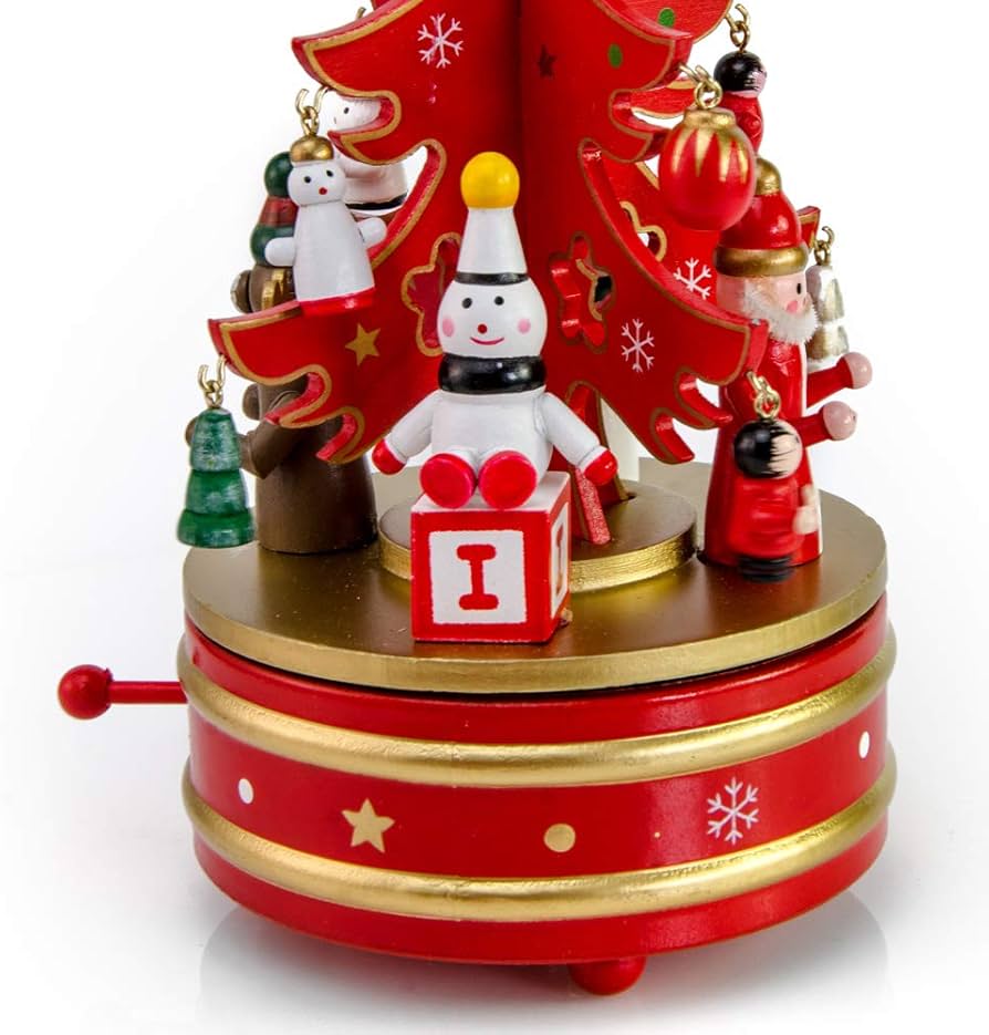 Amazon.co.jp: 赤と金のオルゴールクリスマスツリーオン回転台 - 400曲