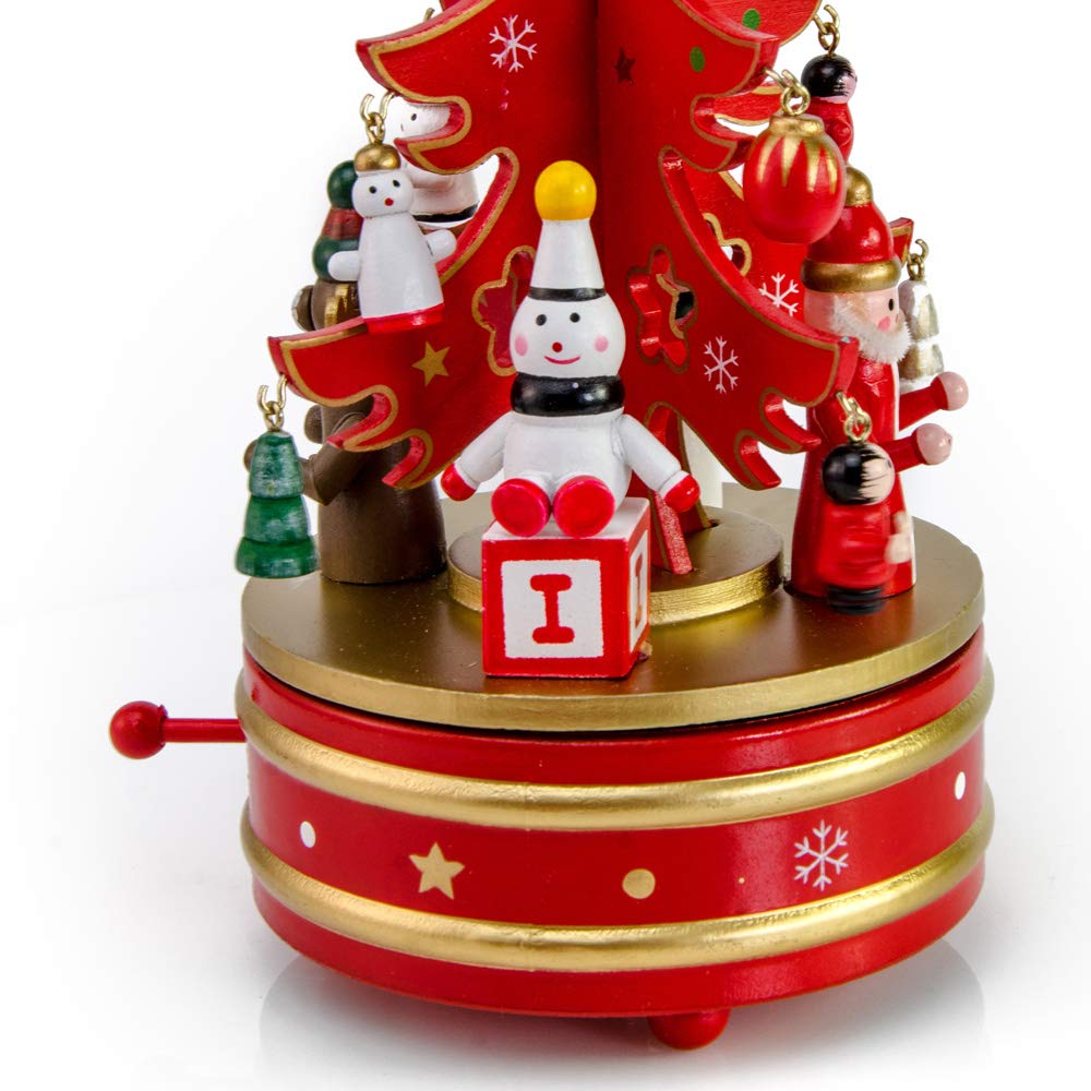 Amazon.co.jp: 赤と金のオルゴールクリスマスツリーオン回転台