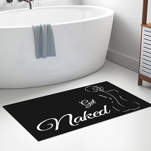 Miniatura 7 de LYGLIGH Alfombra de baño con texto en inglés Get Naked tapete de baño antideslizante para ducha, tapete de baño antideslizante para ducha, tapete de