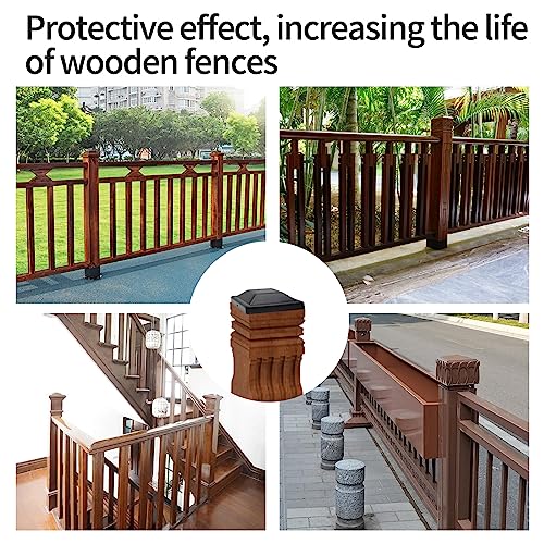 JTDER 16PCS Plastic Fence Post Caps,Black Fence Post Caps 4x4(3.5 x 3.5