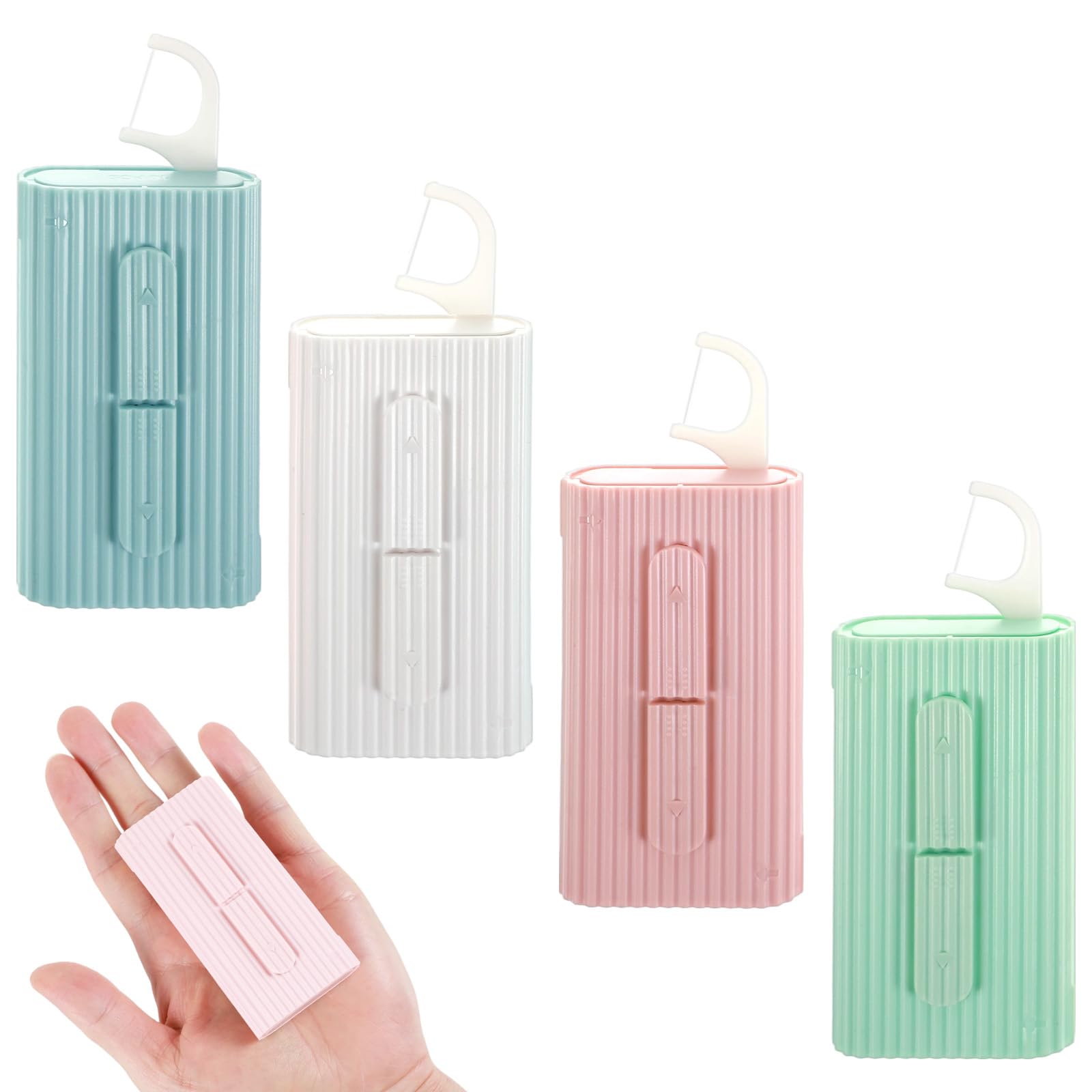 4 Pcs Floss Pick Dispenser Refillable Travel Floss Picks Storage Case with 10 Toothpicks Portable Floss Pick Holder