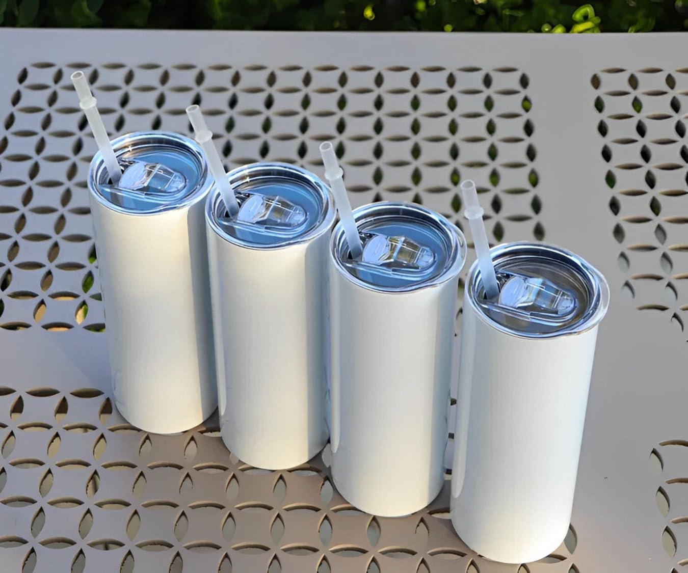 20 oz Sublimation Tumblers Blanks Skinny White, 50 Pack Stainless Steel Double Wall Insulated Straight Sublimation Cups with lid and strawfor Tumbler Heat Press Machine Sublimation Print