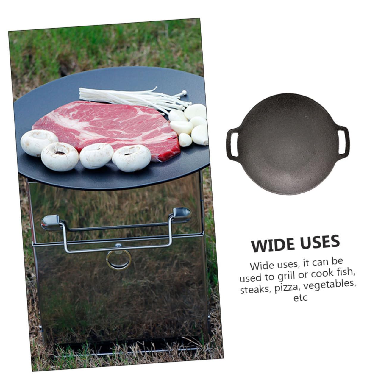 Padella in Ferro per Barbecue All'aperto senza Sbavature, Versatile e Resistente, per Grigliate e Occasioni Speciali, per Carne e Verdure