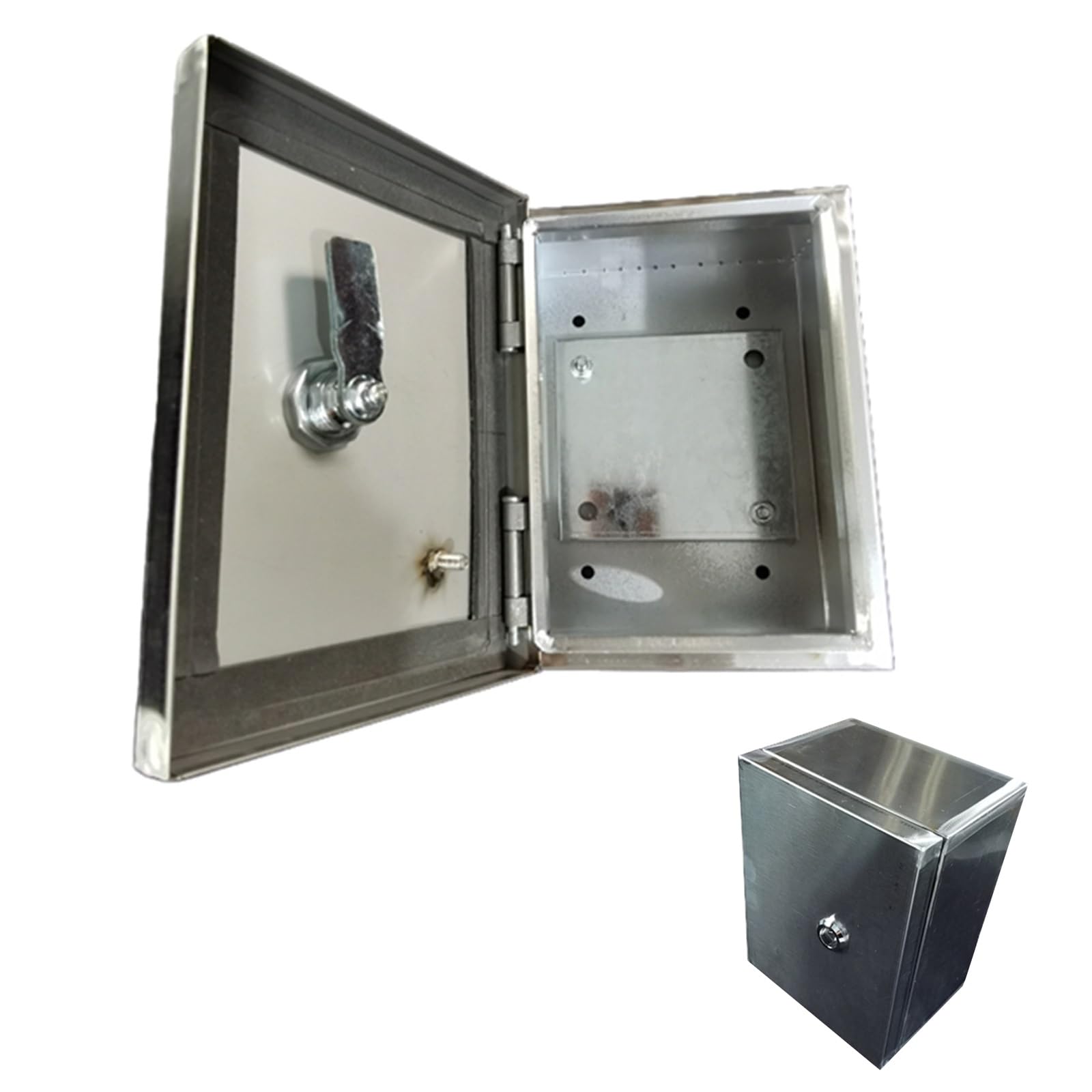 Caja Electrica Impermeable de Acero Inoxidable, Caja Estanca Exterior de Montaje en Superficie con Cerradura y Placa de Montaje