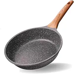 Frigideira Antiaderente Grande 24cm Ceramico Frita Sem Óleo Funda Cabo Madeira Não Gruda Fogão Indução/Gás (24cm)