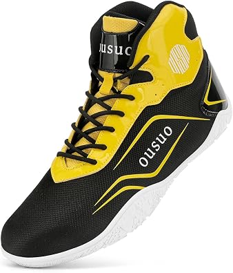 Boxing Training Shoes Men's Lightweight High Support Kickboxing Fighting Boots Breathable Lace Up Boxer Sneakers