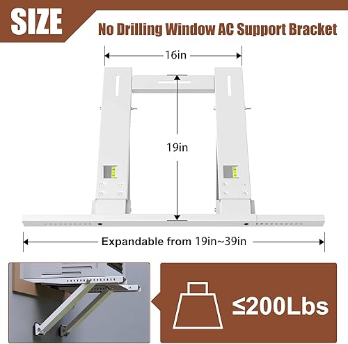 Miniatura 2 de BJADE'S Soporte de aire acondicionado de ventana sin perforación, soporte de CA para ventana, soportes de montaje universales para unidades de aire