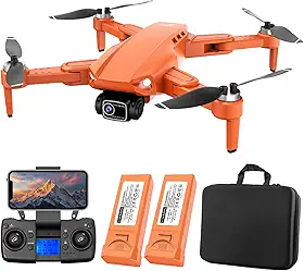 Drone GPS com Duas Câmeras 4K, Dron Profissional com EIS e Motores Brushless, Acompanha 2 Baterias, Tornando-o um Drone Profissional Ideal para Adultos Novato, Laranja