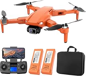 Drone GPS com Duas Câmeras 4K, Dron Profissional com EIS e Motores Brushless, Acompanha 2 Baterias, Tornando-o um Drone Profissional Ideal para Adultos Novato, Laranja