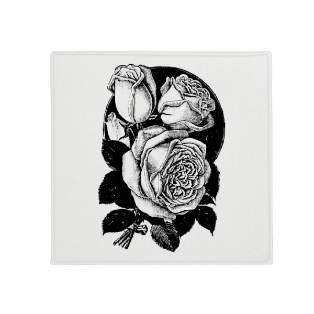 Tapis de sol antidérapant pour cuisine et salon motif rose croquis