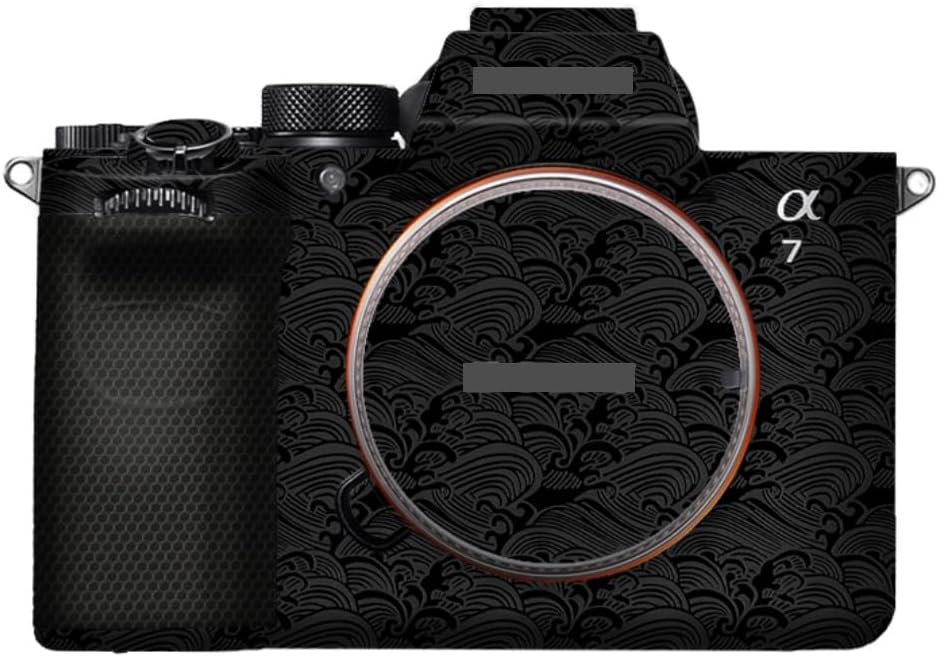 A7M5 Anti-Scratch Camera Cover Decal Skin for Sony ILCE-7M5 / A7 V Camera A7V Protector Wrap Cover Film Sticker Accessories (Wave Black, for Sony A7V/A7M5)