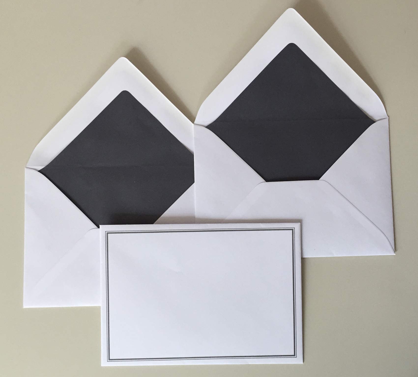 25 Mourning Envelopes - C6-162 x 114 mm with Silk Lining in Anthracite, with Grey Double Frame, Grey Silk Lining, 100 g/m² - Image 4