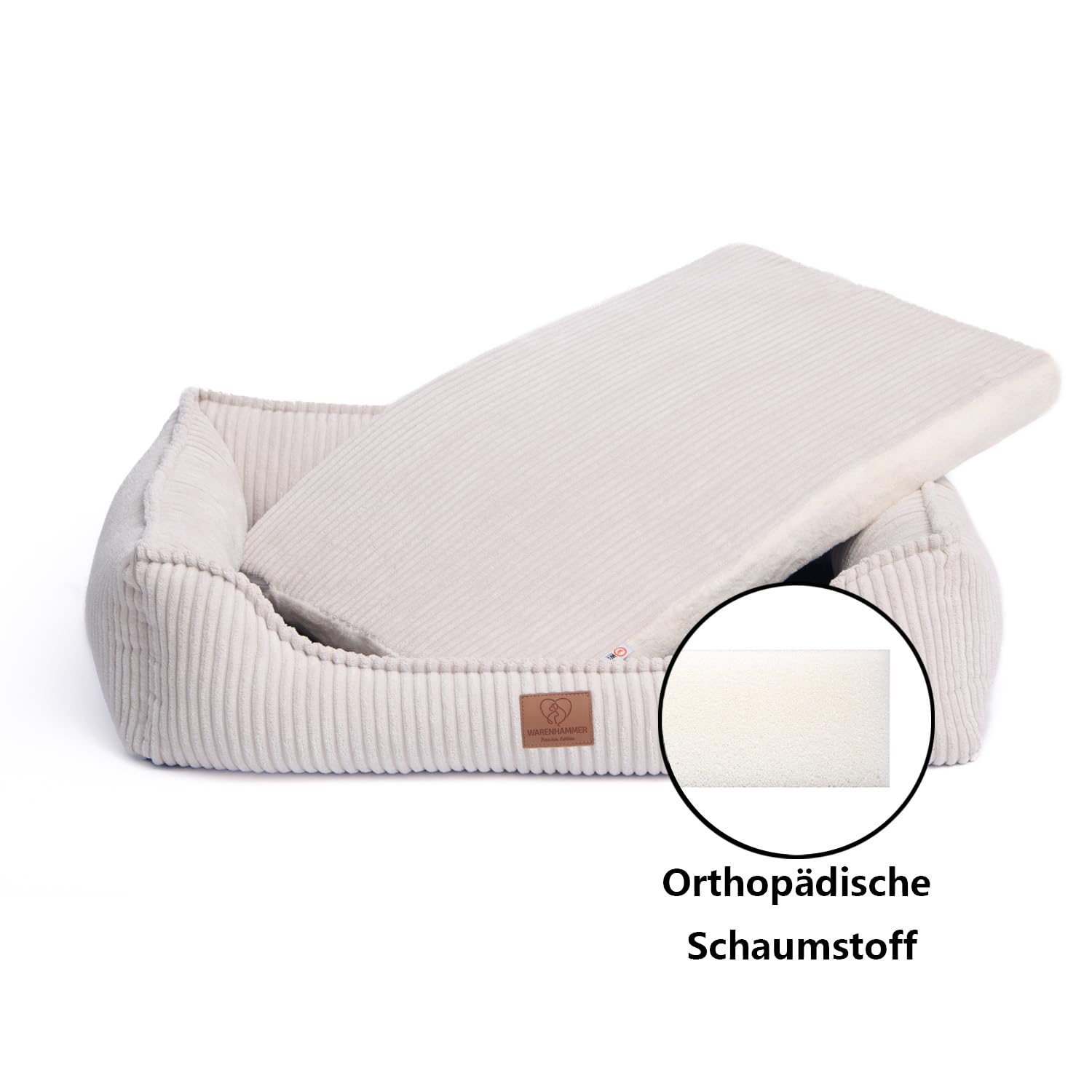 Chicute Wasserdichtes Orthopädisches Hundesofa – Eierschaum, Waschbarer Cord-Fleece Bezug, Beige