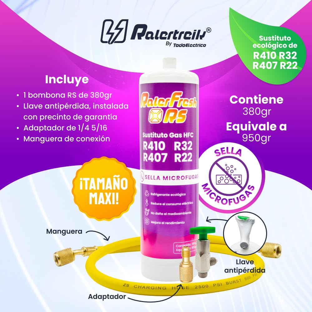 Ralerfresh RS Kühlgas Ersatz für R410 R32 R407 R22 Split-Klimaanlagen Flasche Schlauch Adapter