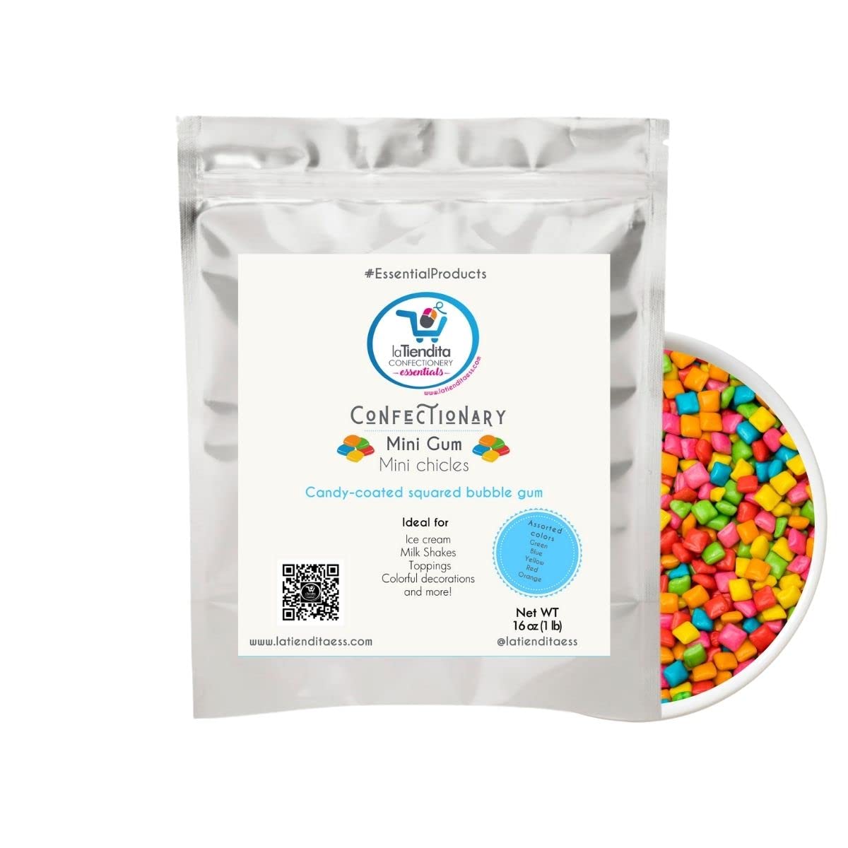 Mini Square Color Bubble Gum confectionery (1 lb)