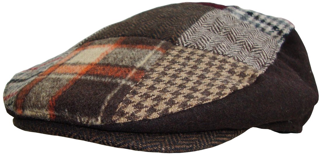 Men's Brown Patchwork Tweed Country Flat Cap (57Cm, )