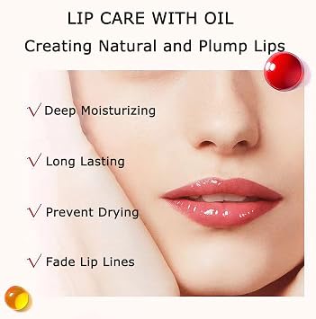 Lip Balm Plumping Lip Gloss,Clear Lip Oil Waterproof Liquid Lip Plumper Strong Moisturize Lipstick Long Lasting Nutritious Lip Plumper Makeup Set (Peach -2PCS)