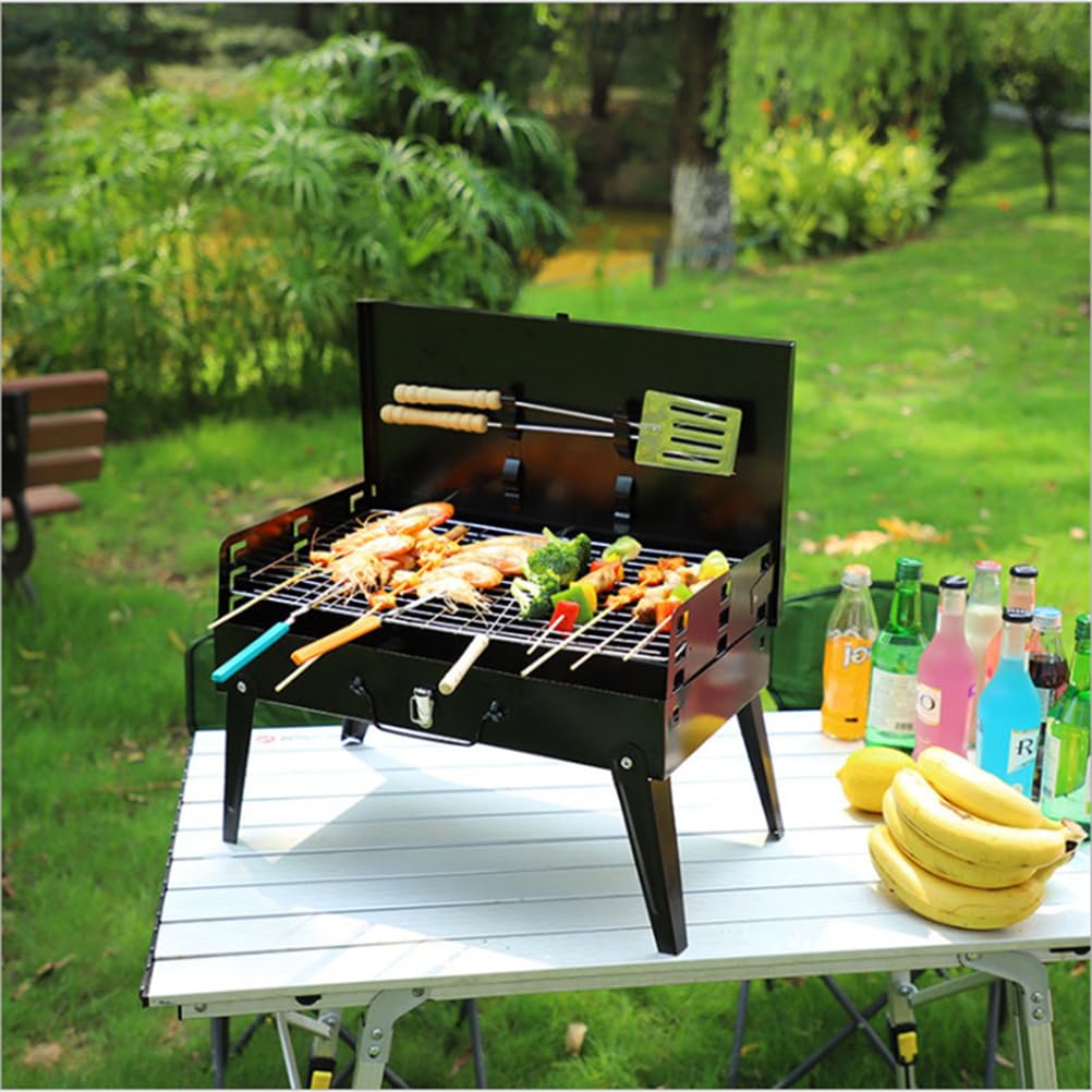Tragbarer Holzkohlegrill im Kofferformat – Kompakter Grill mit Griff und entnehmbarem Ascheauffangbehälter – Ideal für Garten, Balkon, Camping, Picknick & unterwegs – Perfekt für mobile BBQs