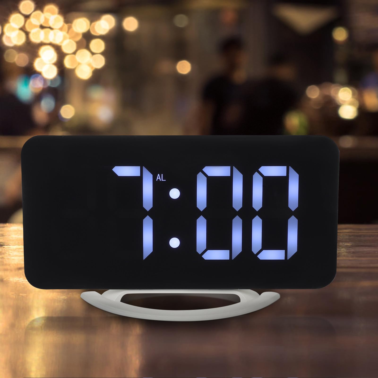 POPETPOP Despertador Digital y Espejo RGB, con Vibración Pantalla Grande