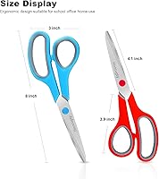 Vista 2 de Scissors, Hnncugty 8" Scissors All Purpose Bulk Set of 6-Pack, Sharp Shears for Office Home Craft Sewing Fabric, High/Middle School Supplies Student