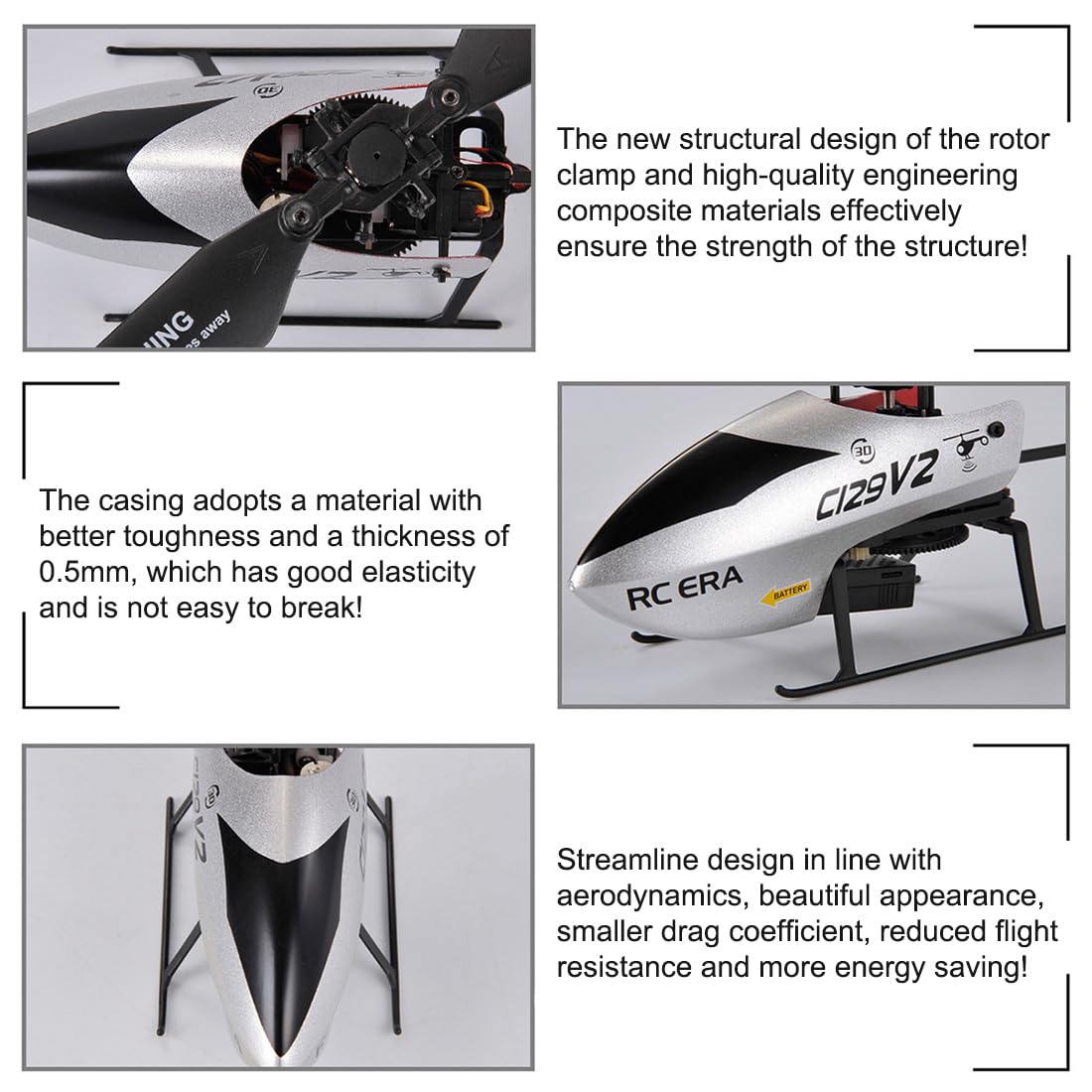 Helikopter RC, C129 zdalnie sterowany helikopter, 2,4 G RC 4CH kaskaderski model samolotu wojskowego, gry na świeżym powietrzu (RTF)