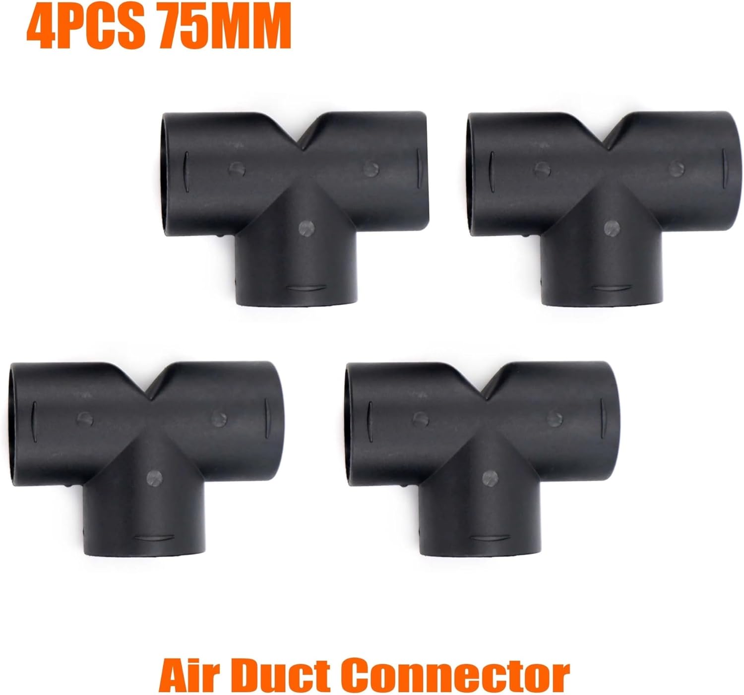 4PCS T - 75MM Connector 3 Outlets Piece Pipe Hose Air Vent di/*esel Parking Heater Ducting For Car Truck Camper