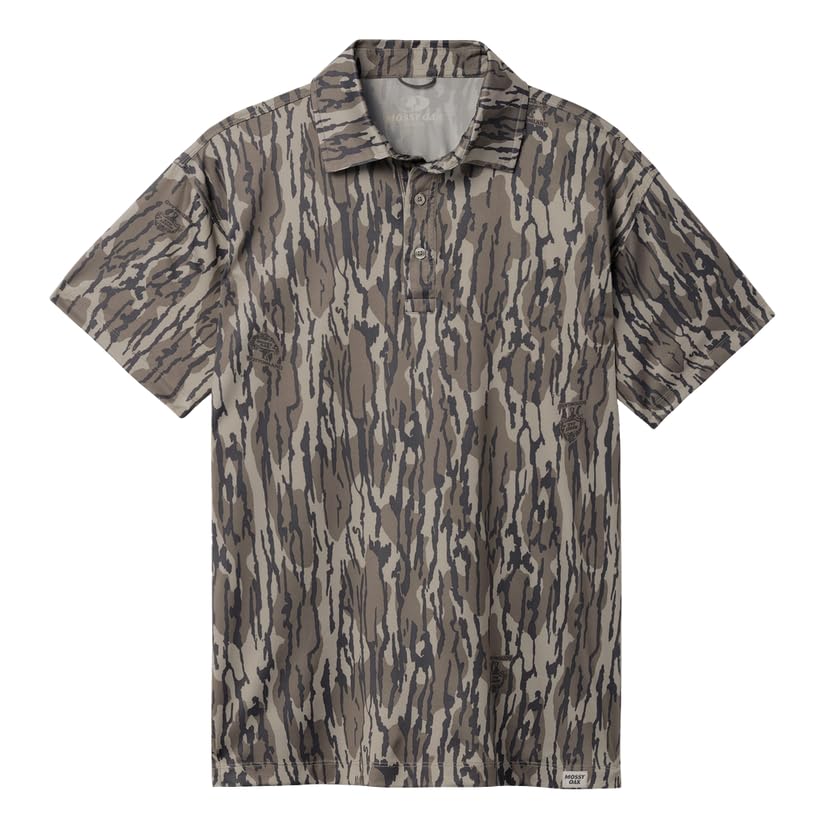 Mossy Oak Polo Sun Shirt for Men with UV Protection for Golf, Fishing, Hiking, or Casual