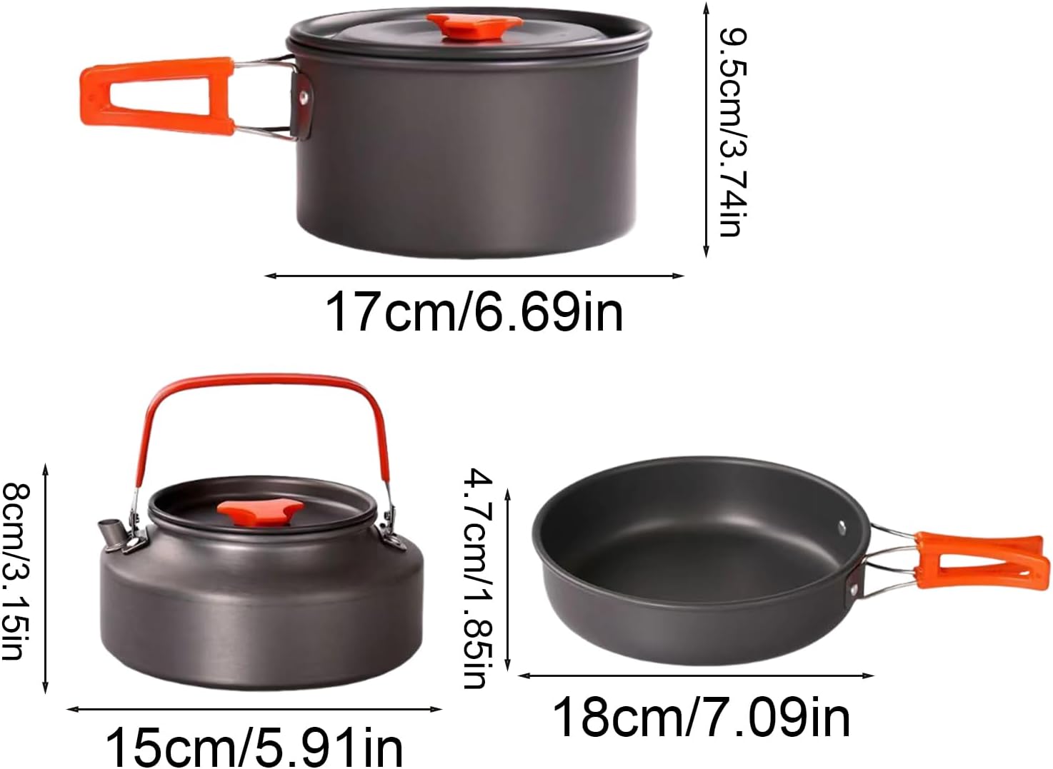 Camping Cookware Set,Folding Handle Nonstick Frying Pan Pot - Camping Set Outdoor Cooking Tools - for Home Kitchen Outdoor Hiking Fishing Survival Picnic Travel RV Road Trip