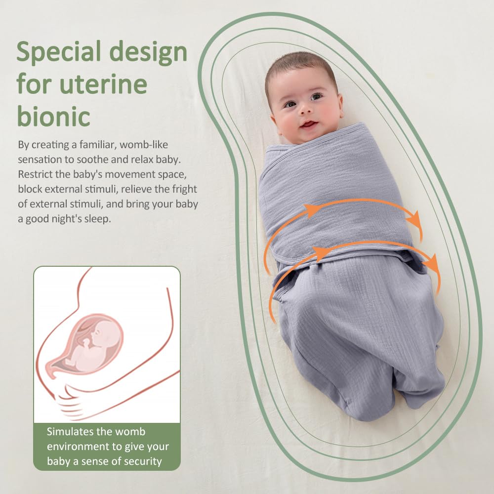 HINATAA Baby Swaddle Wrap, Newborn Swaddle Blanket Wrap with Breathable Organic Cotton, Adjustable Swaddle Blanket - Image 3