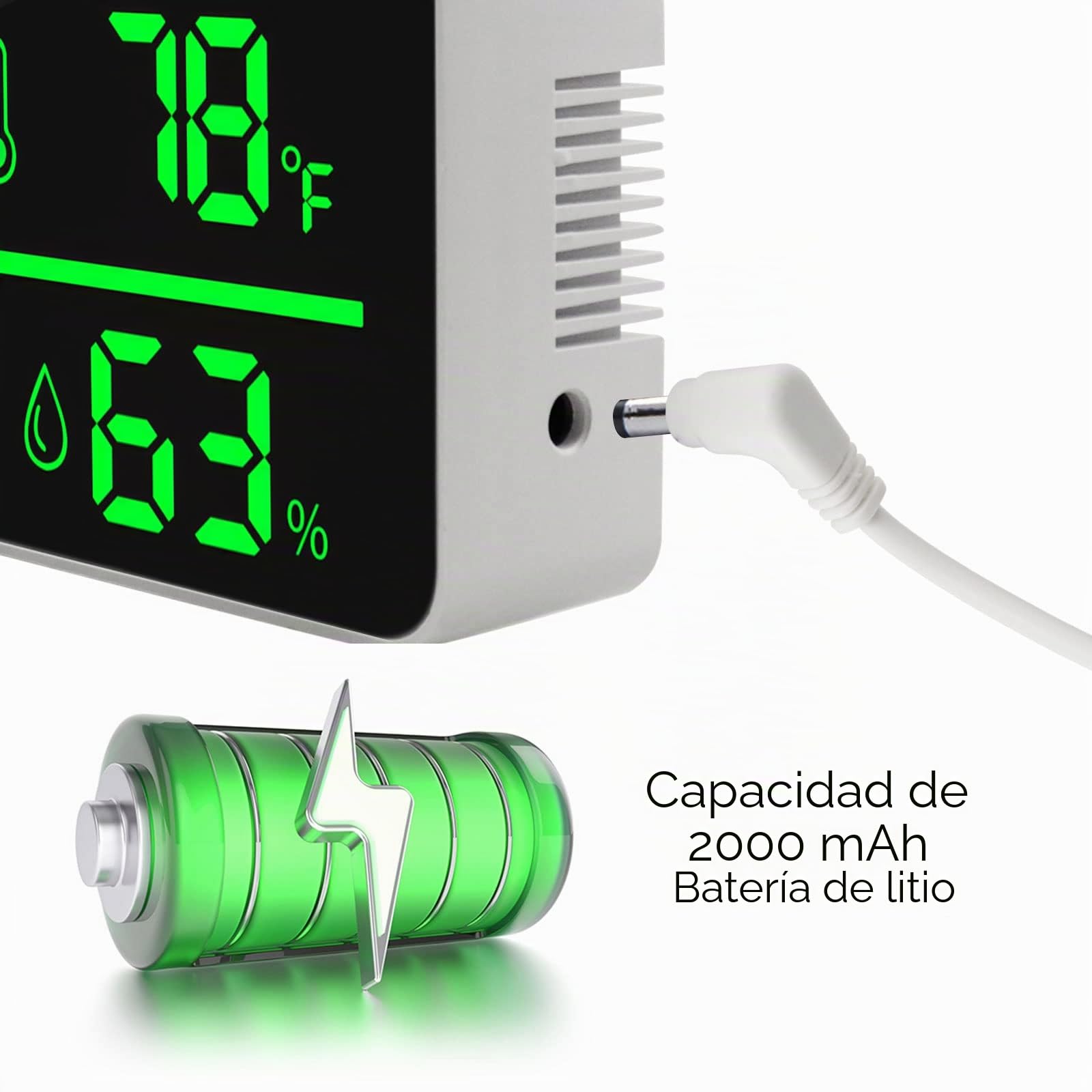 Medidor de nivel de sonido de 11 pulgadas con pantalla LED grande, medidor de humedad y temperatura con alarma e indicador amplio