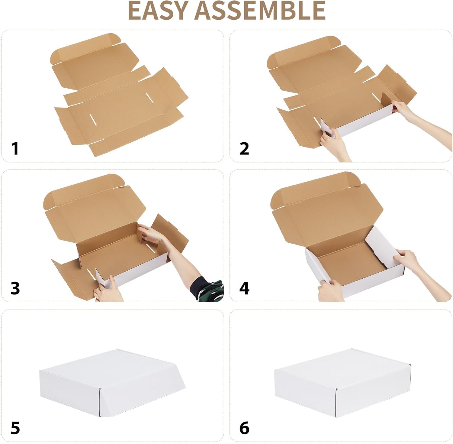 RLAVBL 13x10x4 Shipping Boxes Set of 15, White Corrugated Cardboard Mailer Box for Packing, Mailing, Business