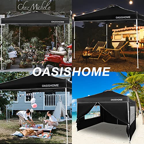 Oasishome Pop-Up Gazebo Instant Portable Canopy Tent 10'X10', With 4 Sidewalls, Windows, Wheeled Bag, For Patio/Outdoor/Wedding Parties And Events (10Ftx10Ft, Black) #TOP5