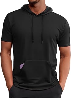 generic Men's T Shirts Hooded Short Sleeve Hoodie Fashion Summer Athletic Workout Casual Pullover Outdoor Muscle Activewear
