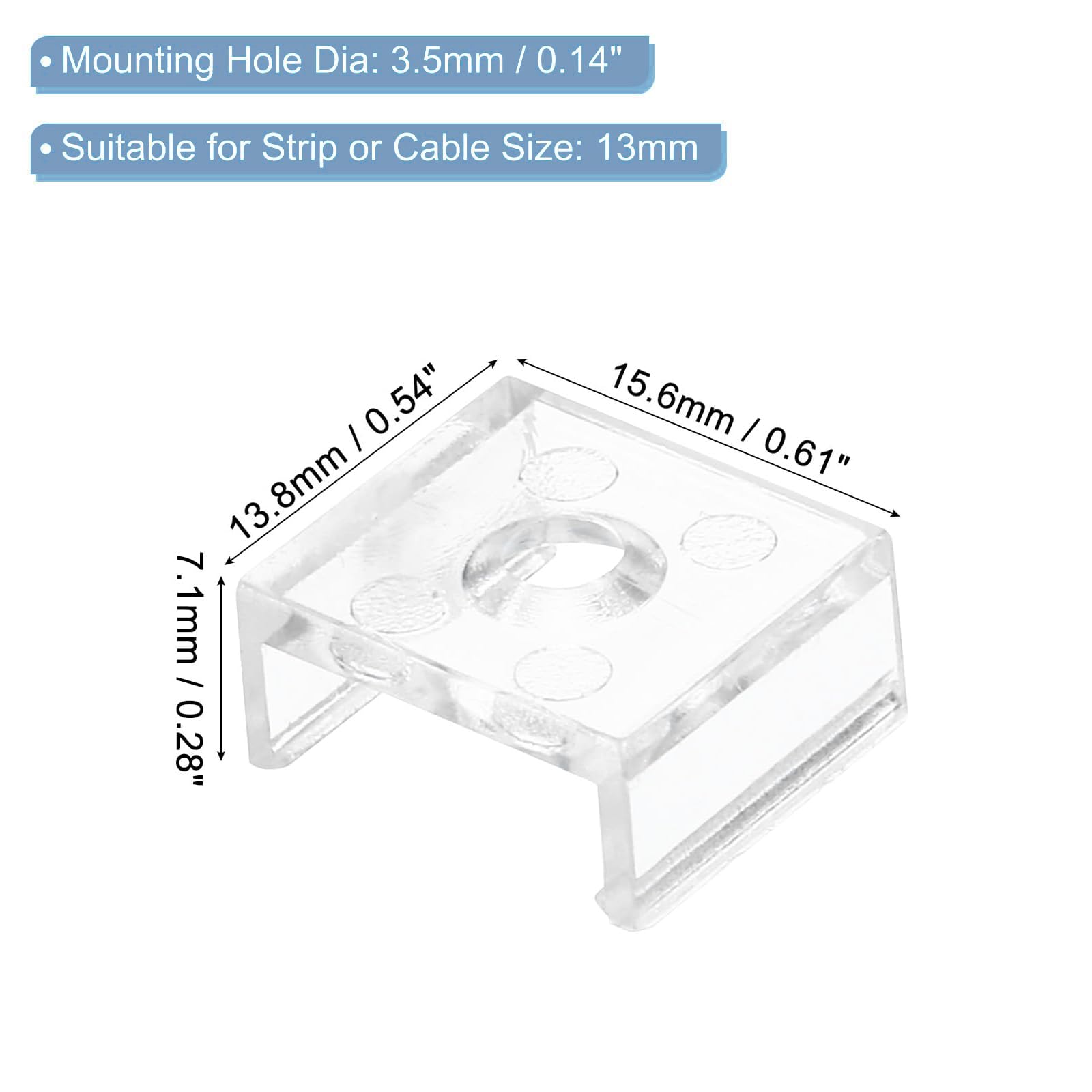 TOP-VIGOR 100Pcs LED Strip Light Clips, Waterproof Mounting Bracket Fixing Clips Plastic Clamp Holders with Screws - Image 2