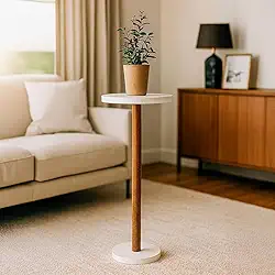 Mesa lateral para sofá mesinha de canto moderna 1 pé minimalista (Branco)