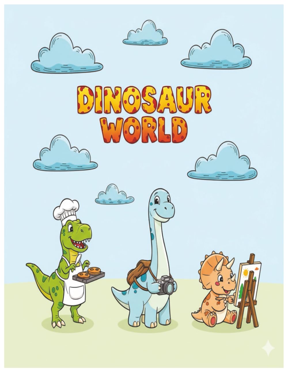 Dinosaur World: 8.5*11 coloring pages, 53 pages in total of dinosaurs doing activities
