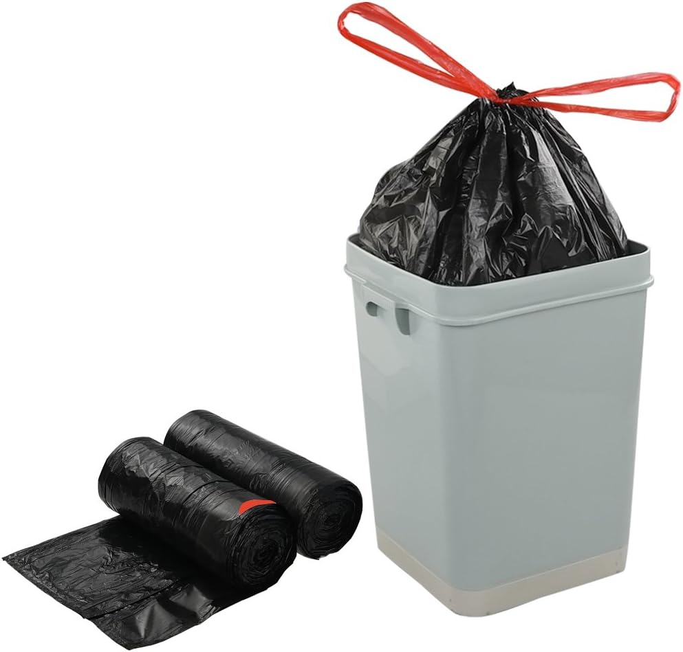Teyyvn 6 Gallon Black Trash Bag, Drawstring, 220 Counts