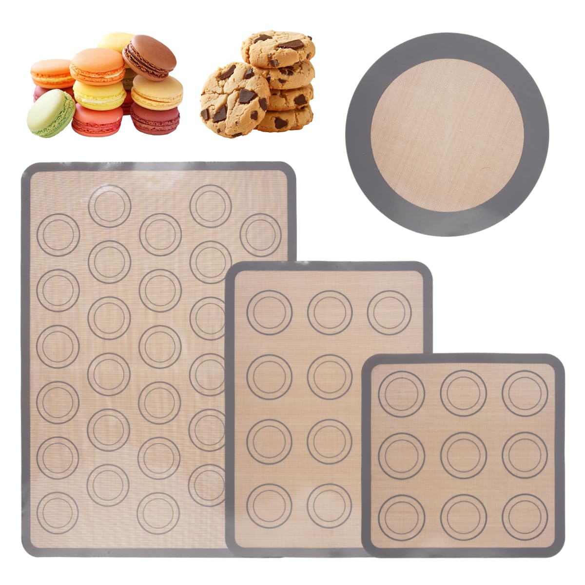 4 Piezas Lámina de Horno para Macaron, Cuatro Tamaños Tapete Sili...